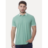 Polo Aramis Masculina Piquet Duplo Gola Jacquard Verde Claro