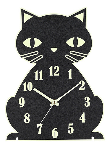 Relógio De Parede Em Formato De Gato, Silencioso, Sem Xz