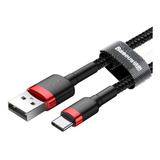 Cable Baseus Usb-a / Usb-c  Color Rojo Y Negro  De 3 Metros