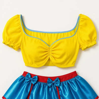 Sexy Baby Doll Blanca Nieves Lenceria. Azul Con Amarillo