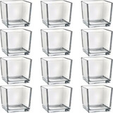 Kit 12 Mini Vasos De Vidro Castiçal Porta Vela De Mesa 300ml