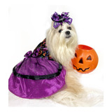 Roupa Pet Vestido Cães E Gatos Halloween Fantasia Bruxinha