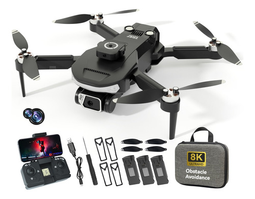 Drone 8k, 2.4g Drone Wifi Plegable Cámara Doble 3 Baterías