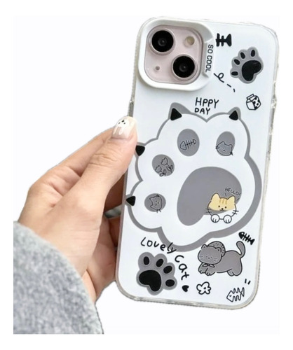 Funda Tpu Premium Diseño Gatito Para iPhone 13 14