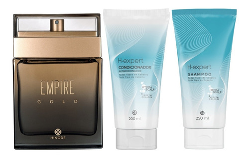Kit Perfume Empire Gold, Shampoo, Condicionador.
