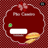 100 Etiquetas Adesivas Personalizadas P/ Pão Caseiro 5x5