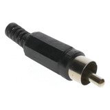 Conector Plug Rca Macho Capa Plástico Preto - Kit 10 Unid