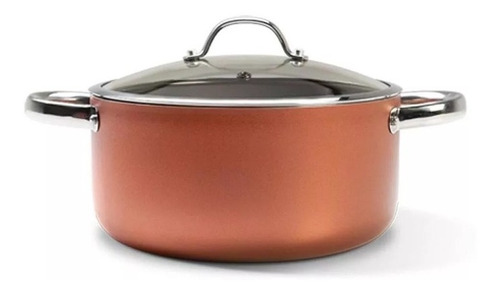 Cacerola Antiadherente Con Tapa De Cristal De Curry, 4,7 L, Color Cobre Brinox