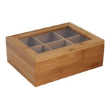 Caja Multiusos Con Tapa Y Divisiones En Bambu De 21 X 16 X 7