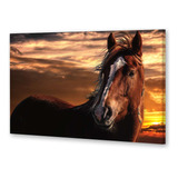 Cuadro 60x90cm Caballo Marrón Puesta Sol Equino