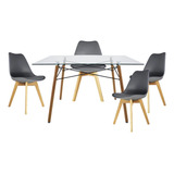 Set Comedor Mundo In, 4 Sillas Frankfurt, Mesa Cristal Olso 