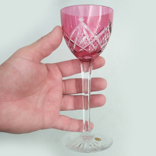 Cálice Taça Antiga Cristal Baccarat Selado Rosa Lapidado