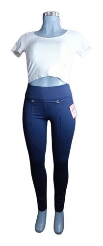 Pantalon Para Mujer Dama Azul Marino Casual Formal Sin Bols 