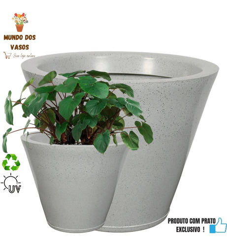 Jogo Vasos De Plantas Petra Cone Polido N02 E N04 