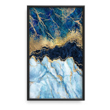 Quadro Grande Decorativo Abstrato Mármore Azul 90x70 S/vidro