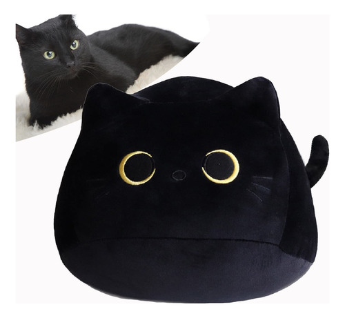 Almohada De Peluche De Gato Negro, Almohada De Felpa Suave .