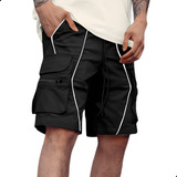 Bermuda Short Moda Casual Varios Bolsillos Cargo Gym Hombre