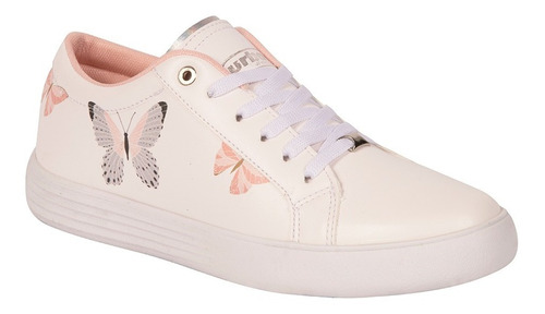 020-96 Tenis Casual Urbano Dama Mujer Color Blanco Mariposas