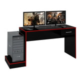 Mesa Escrivaninha Computador Pc Gamer Preto Azul