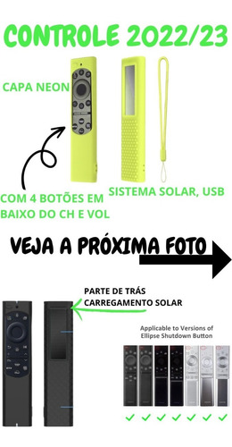 Capa Controle Silicone Samsung 4k Uhd Carregamento Solar Usb