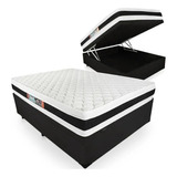 Cama Box Baú Casal + Colchão Castor Black White Espuma D45 