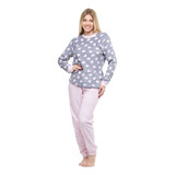 Pijama Feminino Plush Fleece Com Punhos Aconchegante Fofinho