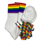 2 Pack 1 Par Calcetas+1 Par Agujetas Gay Pride Arcoiris Lgbt