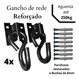 Kit 4x Gancho De Rede Reforçado Black 3/8 +x Parafuso/bucha