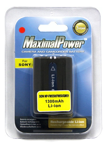 Maximalpower Batería De Repuesto Para Sony Np-fm50 Np-fm30.