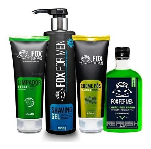 Kit Barba Fox For Men Gel Shaving Limpador Pos Barba 4 Prd