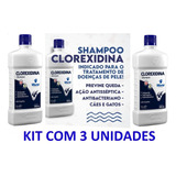 Shampoo Dermatite Canina Pet Doença De Pele Clorexidina 3un.