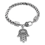 Ailuor Pulsera De Plata Con Mano De Fátima De Hamsa ' Protec