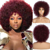 Peruca Wig Uso Diário Crespa Afro Power Vinho Cabelo Humano
