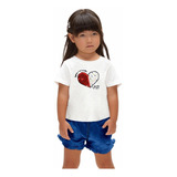 Conjunto Infantil Menina Com Jeans Toddler Off White