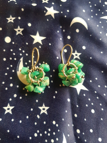 Aros De Plata Con Piedras Verdes.