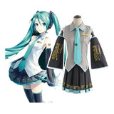 A Vocaloid Miku Cosplay Peluca Disfraz Japón Midi Vestido