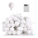 Luces Decorativas Bolita Blanca 5mts 50 Led A Pila Navidad-* Color De Las Luces Frío
