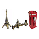 Cabine Torre Eiffel Ponte Golden Gate Miniatura