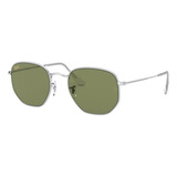 Ray Ban Rb3548n 9198/4e Hexagonal Flat Plata Verde