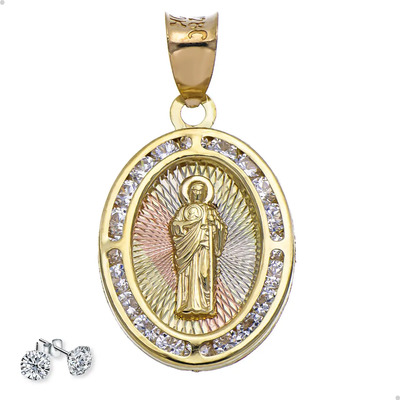 Dije medalla San Judas Tadeo oro 10k sólido pulido | Envío gratis