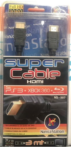 Super Cable Hdmi 3m Ns-507 Doble Filtro (ps3 Xbox360) V 1.3