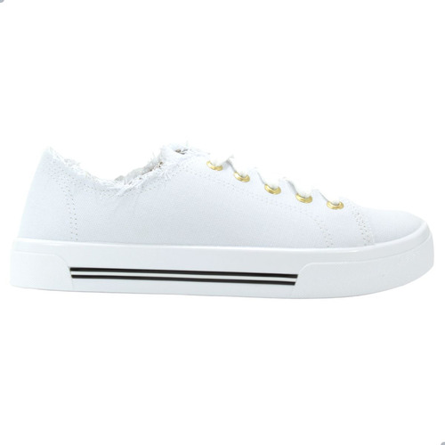 Tenis Casual Feminino Moleca Desfiado Lona Sider Limp Branco