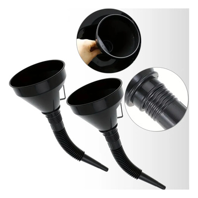 Kit 2 Funil Com Mangueira Flexível Filtro Troca Óleo Cor Pr Preto