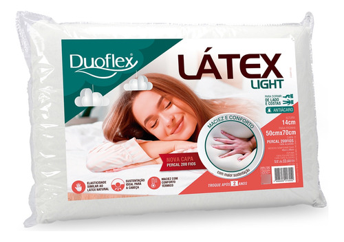Travesseiro Látex Light Duoflex 14cm