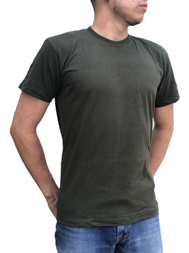 Camiseta Básica Verde Militar En Algodón 