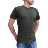 Camiseta Básica Verde Militar En Algodón 