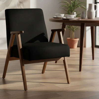 Silla Comedor Milo Decorativa Sillón Ocasional Madera Nogal Liso Nogal Negro Terciopelo | Meses sin interés