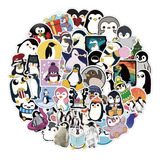 Pinguinos Kawai 6 X 5 Cm 50 Calcomanias Stickers Pvc Vs Agua