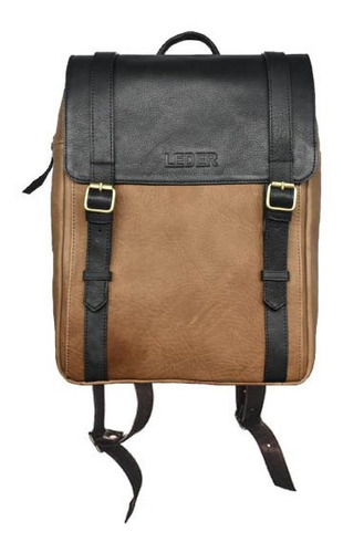 Mochila De Cuero Natural Urbana, Porta Notebook, Tablet