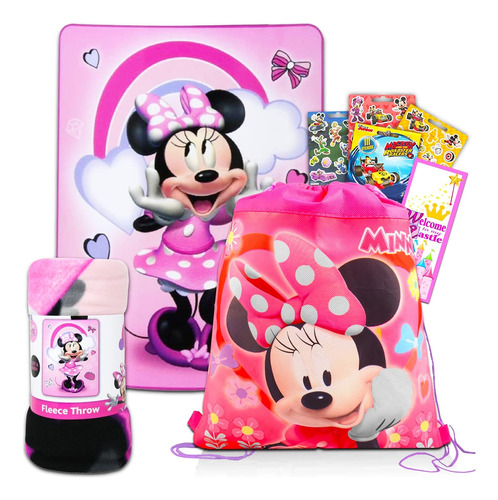 Paquete De Manta Y Bolsa De Forro Polar De Minnie Mouse...